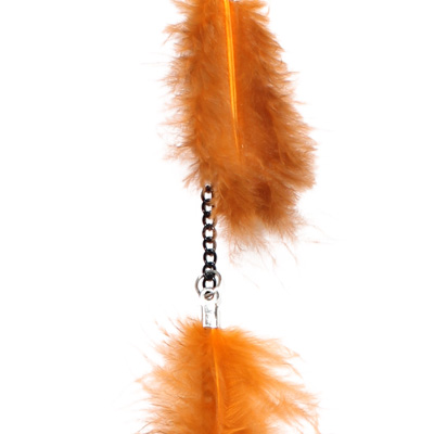 Zac's Alter Ego - Aprox. 37.5cm Polka Dot Feather & Chain Haarverlängerung - Orange